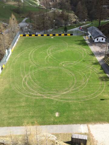 Kornkreise nun auch im Rasen?