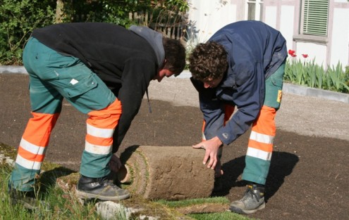 Rollrasen verlegen/ausrollen